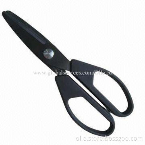 Sanitary Ceramic Blade Kitchen Scissors with Blue and White Porcelain Strips